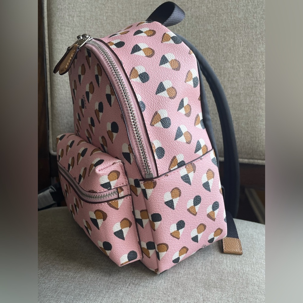 NWT！COACH MINI CHARLIE BACKPACK WITH CHECKER HEART PRINT (COACH F25915) - Picture 3 of 12